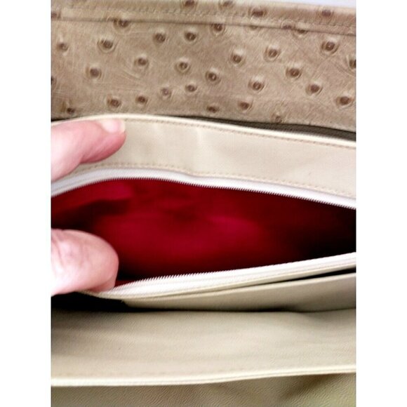 Original By Caprice Faux Ostrich Convertible Shoulder Bag Purse Beige 13 x 12 - Picture 10 of 12
